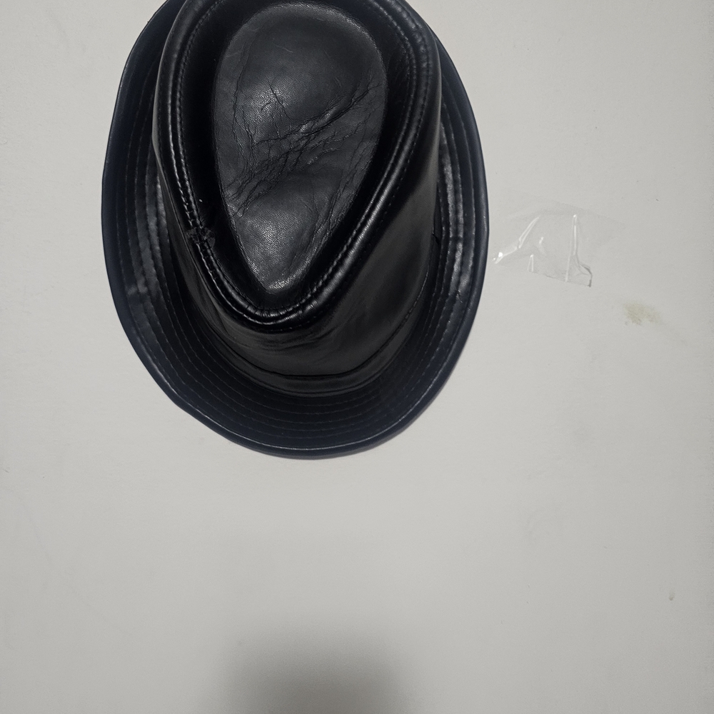 Black  Faux Leather Fidora